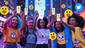 Young crypto traders celebrating meme coin success